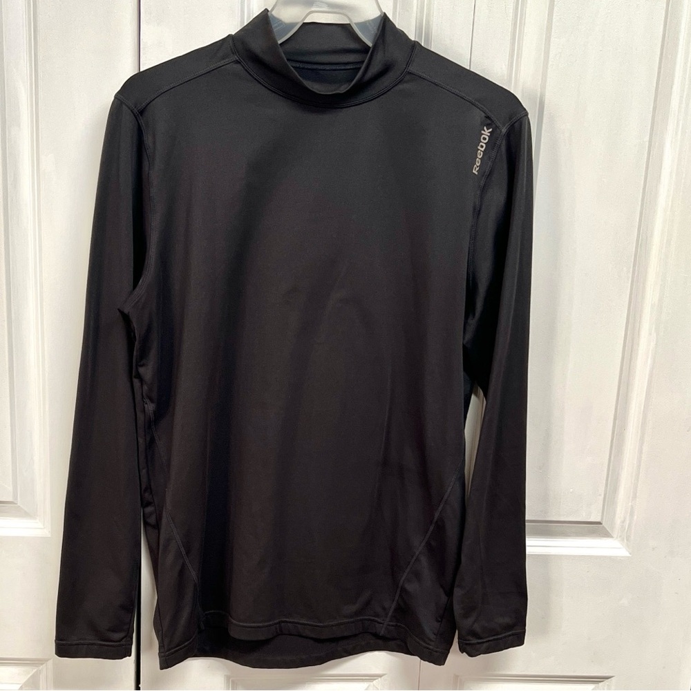 Reebok Charcoal Black Logo Long Sleeve Performance Top Size L